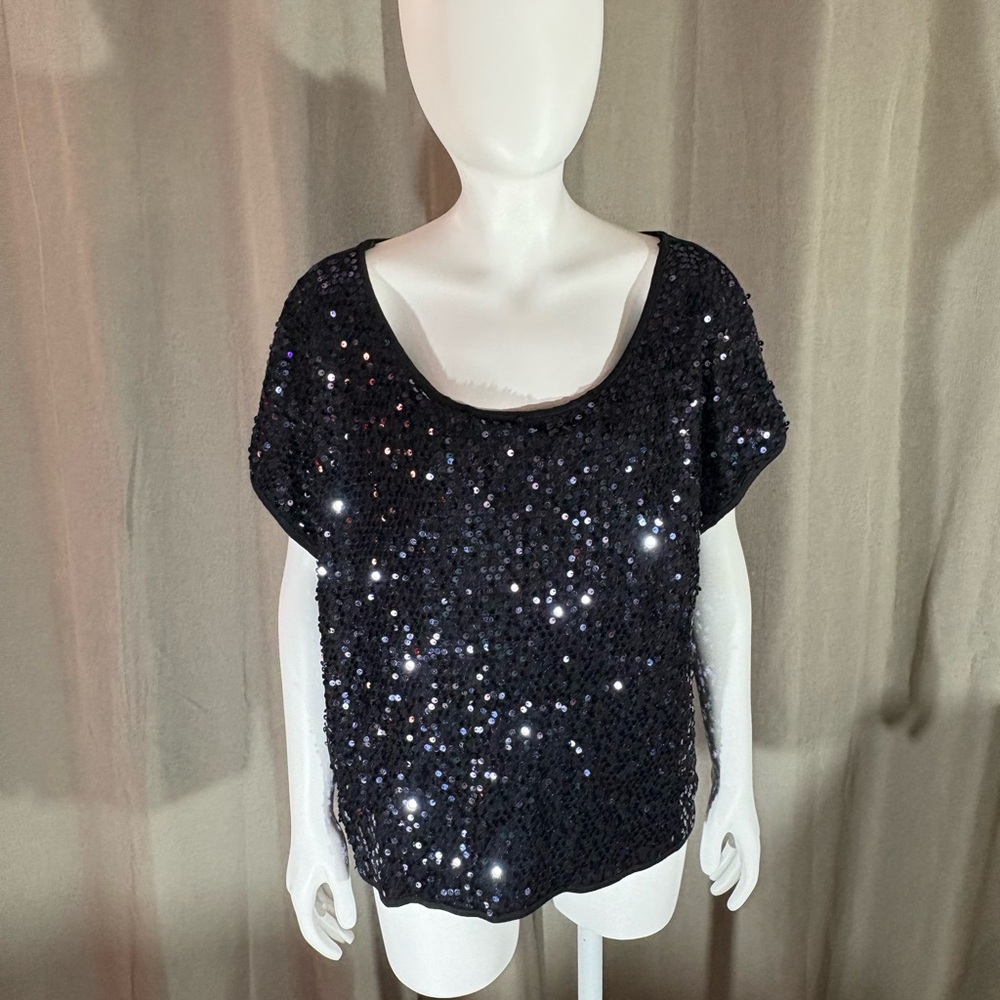 Forever 21 Navy Sequin Blouse
